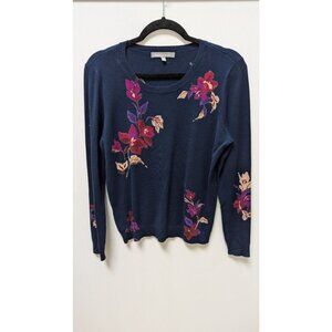 danielrainn Navy/Purple Floral Crew Neck Sweater